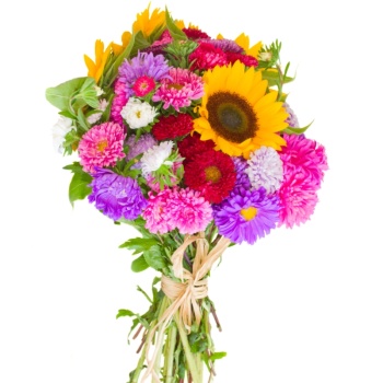 Букет из астр и подсолнухов "Тиара"