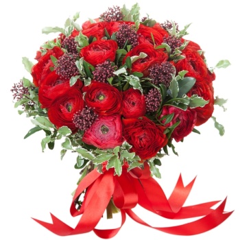 Букет из 25 красных ранункулюсов "Эвон"
