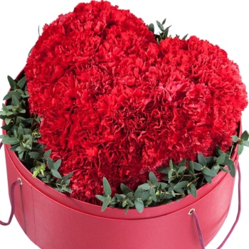 Сердце из гвоздик в коробке