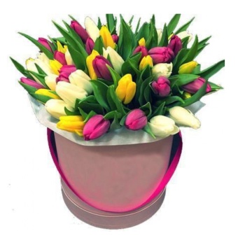 Букет из тюльпанов в коробке "Вера"