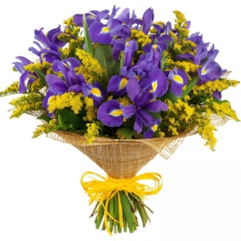 Букет из ирисов и мимозы "Патрисия"