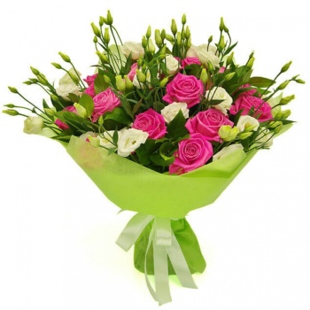 Букет из роз и эустомы "Катенька"