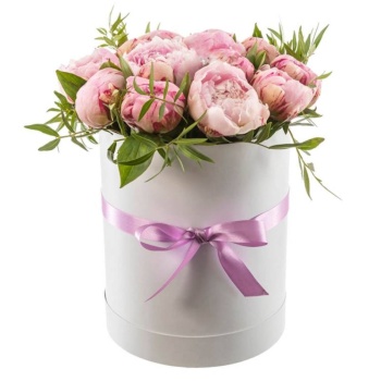 Букет из пионов в коробке