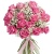Букет из розовых роз с гипсофилой Букет из розовых роз с гипсофилой